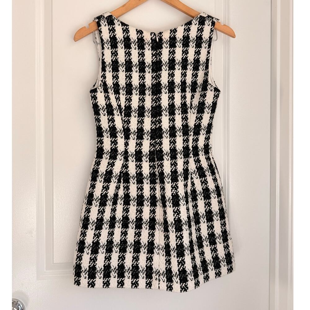 Maje Rocky Checked Cotton Blend Tweed Mini Dress Size 36 French Paris Elegant - Picture 3 of 6